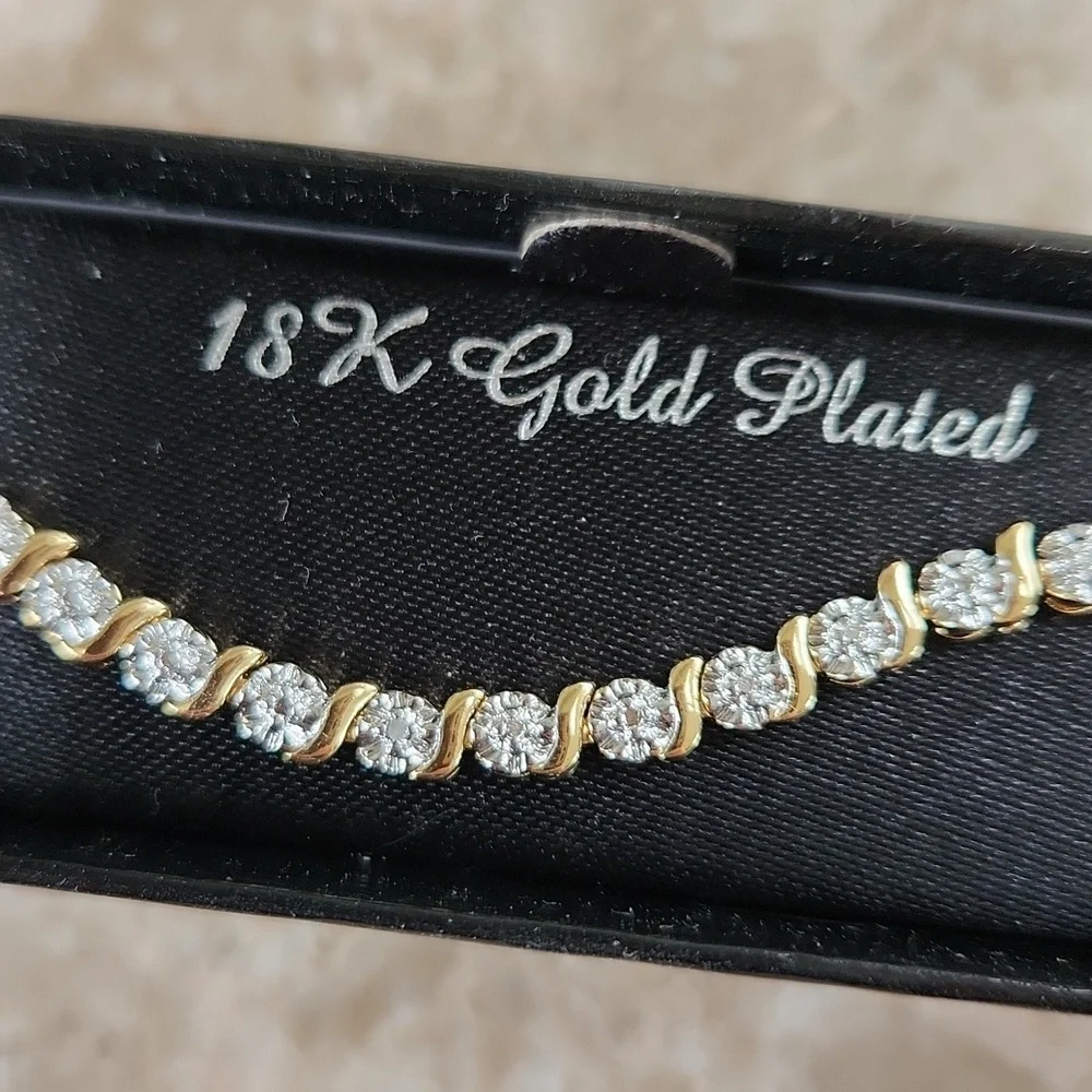 Diamond Accent, 18K Gold Plated Tennis Bracelet, 7.5
